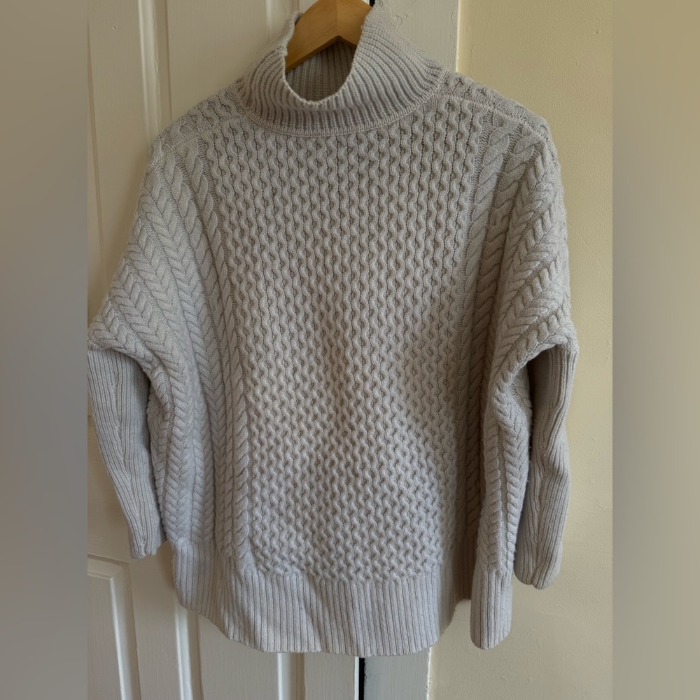 AYR Soft Ivory Cable Knit Turtleneck Sweater